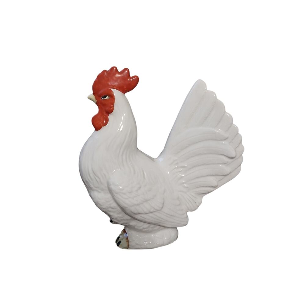 Vintage Chase Japan White Ceramic Rooster Chicken 8"